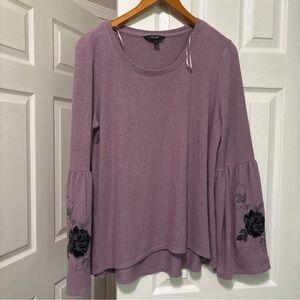 Purple Top with Black Floral Embroidery large by vera vera wang